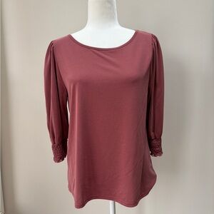 Green Envelope Mauve 3/4 Sleeve Scoop Neck Top